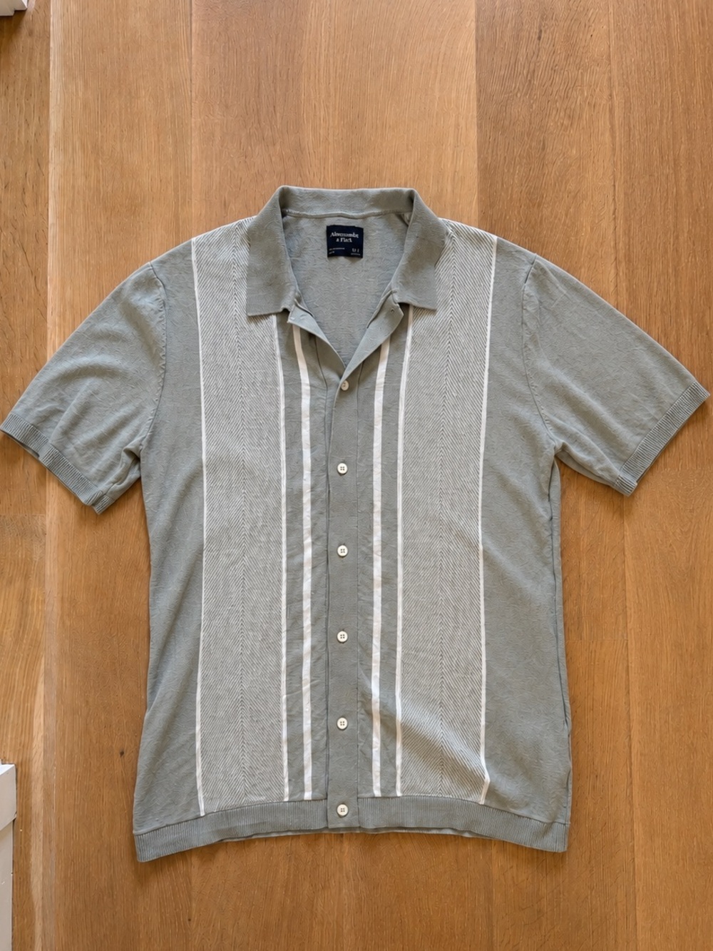Abercrombie & Fitch Sage Green Short-Sleeve Button Down Shirt Size Large Tall